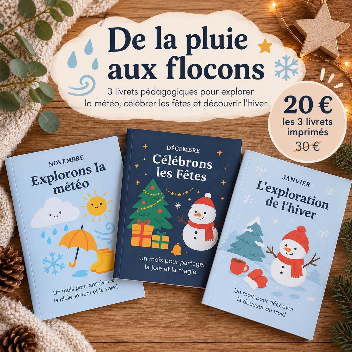 Lot de 3 livrets imprimés - De la pluie aux flocons