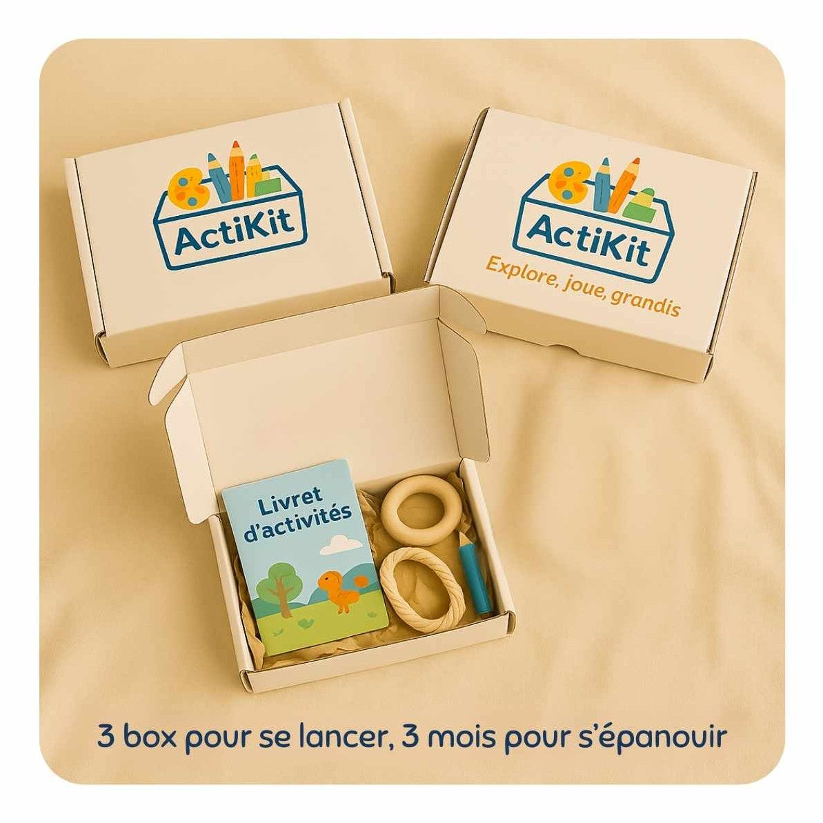 Abonnement ActiKit 3 mois avec box clé en main pour professionnel(le)s de la petite enfance, activités et matériel inclus